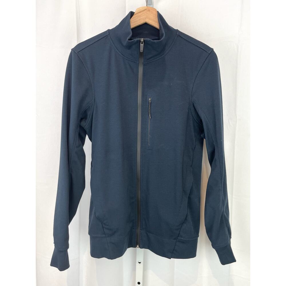 MACK WELDON  Full Zip Long Sleeve Knit Jacket Mock Neck Navy Blue Mens Size S